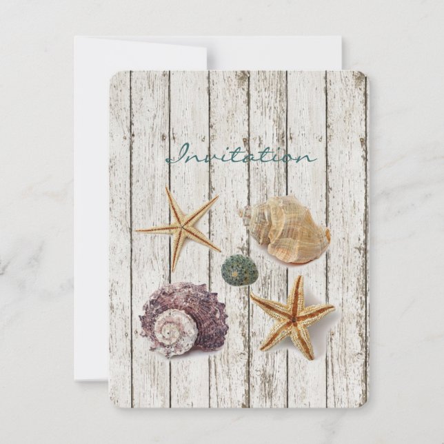 Invitación elegante marejada de madera de muelle marea de pla (Anverso)