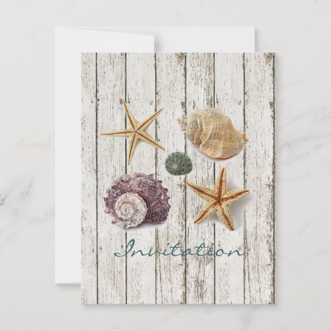 Invitación elegante marejada de madera de muelle marea de pla (Anverso)