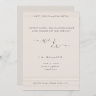 Invitación Elegante Marfil Blanco Hacemos WoodGrain Stripe Bo
