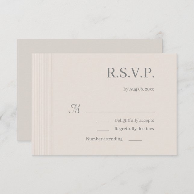 Invitación Elegante Marfil Blanco MaderaRayas de grano Boda R (Anverso / Reverso)