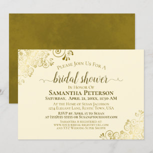 Invitación Elegante Marfil Cream Gold Lace Frills Bridal Show