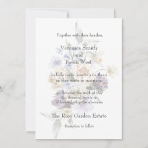 Elegante Marfil, Lavanda y Floral Azul 5x7 Invitad