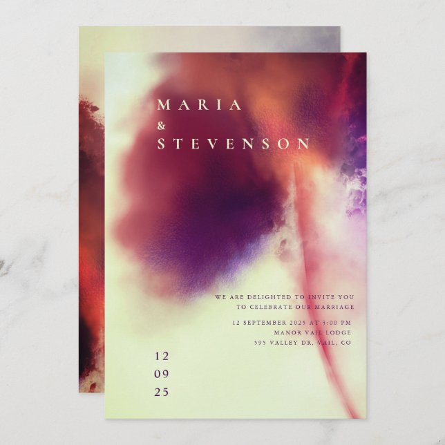 Invitación Elegante marfil marrón acuarela Dandelion Boda (Anverso / Reverso)