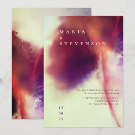 Invitación Elegante marfil marrón acuarela Dandelion Boda