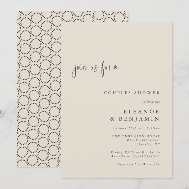 Invitación Elegante marfil negro de mediados del siglo Mod Pa (Anverso / Reverso)