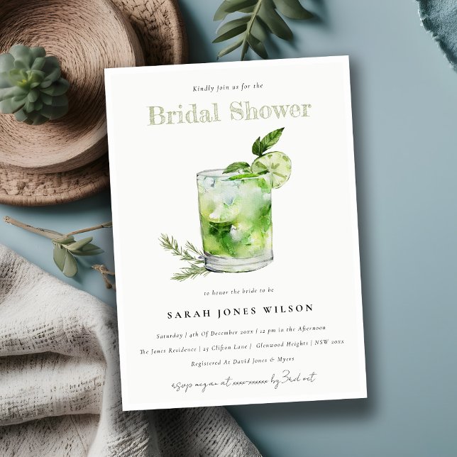 Invitación Elegante Margarita Verde Cocktail Bridal Shower (Subido por el creador)