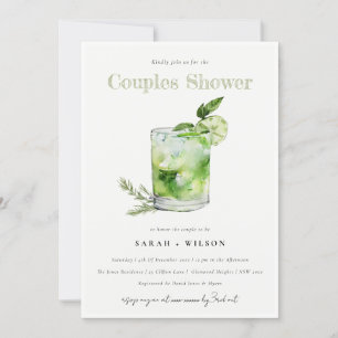 Invitación Elegante Margarita Verde Cocktail Couples Ducha