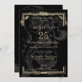 Invitación Elegante Marie Antoinette en negro Aniversario 