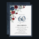 Invitación Elegante Marina Azul Borgoña Floral 60 cumpleaños<br><div class="desc">Saluda tu estilo 60 con esta magnífica y elegante invitación a los 60 cumpleaños de la Marina Azul Borgoña Floral. Con un exquisito ramo de ricas flores azul marino y borgoña y vegetación botánica, esta lujosa tarjeta marca el tono perfecto para su celebración especial. La elegante caligrafía con letras a...</div>