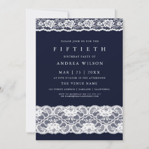 Invitación Elegante marina blanca azul 50 cumpleaños Invite