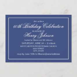 Invitación Elegante Marina Clásica Azul y Blanco 60 cumpleaño