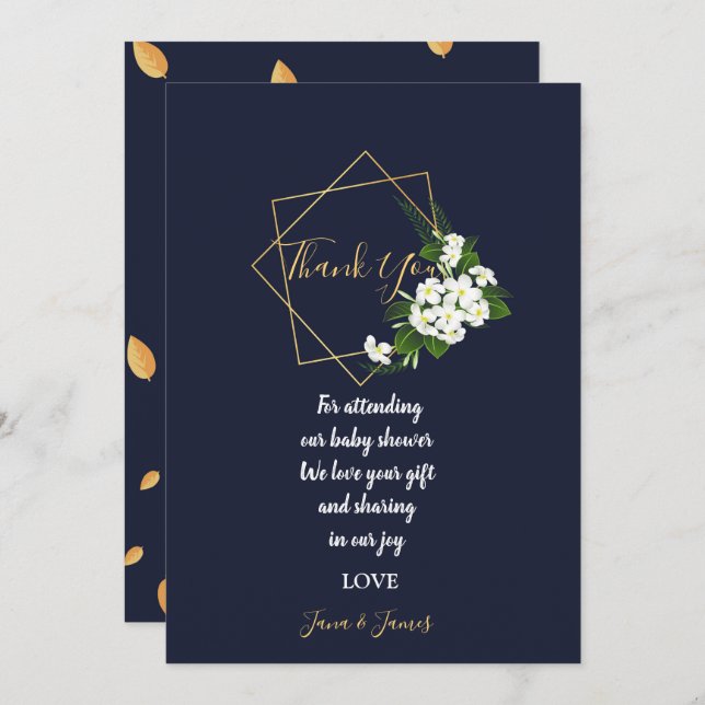 Invitación Elegante Marina Clásica Geométrica gracias (Anverso / Reverso)