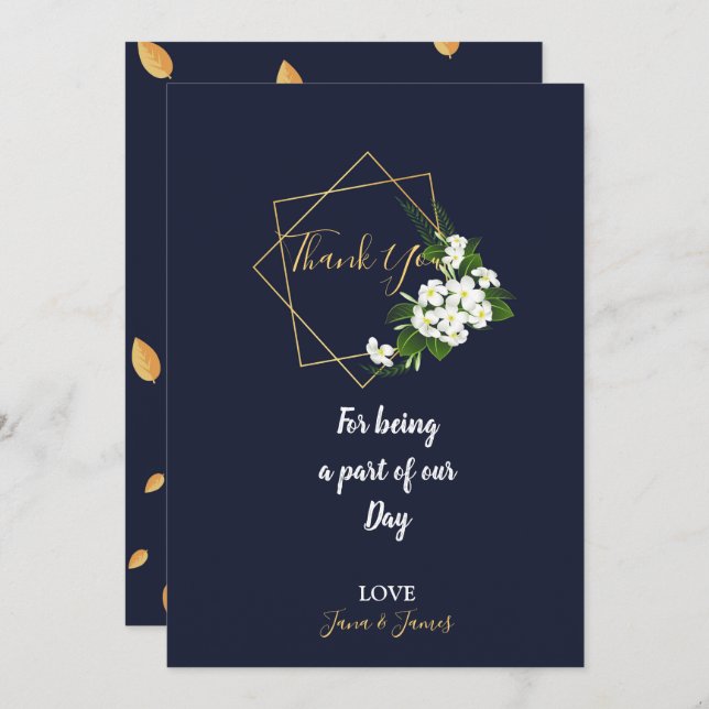 Invitación Elegante Marina Clásica Geométrica gracias (Anverso / Reverso)