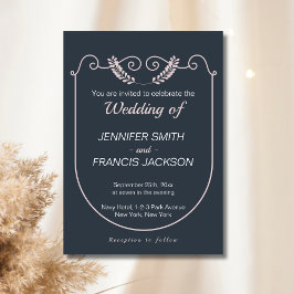 Invitación Elegante Marina Clásica y Boda de Rubor