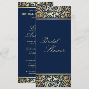 Invitación Elegante marina con ducha de novias de oro