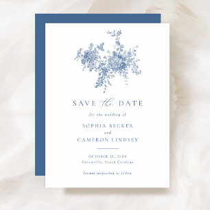 Invitación Elegante Marina de Ornamento Floral Azul salva la