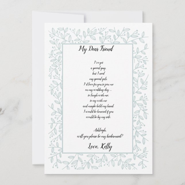 Invitación Elegante Marina Floral Azul será mi dama de honor (Anverso)