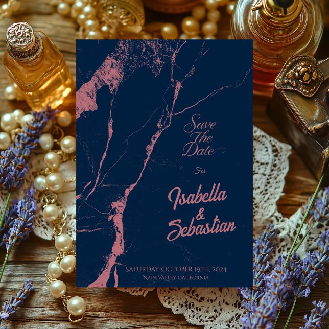 Invitación Elegante Marina y Mármol Rosa Salven la maleza de  (Subido por el creador)