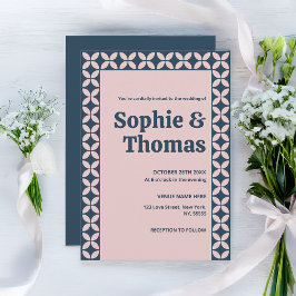 Invitación Elegante marina y rosa Rubor
