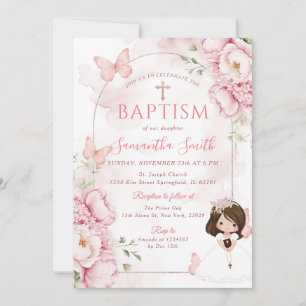 Invitación Elegante Mariposa Bautizo Mariposas