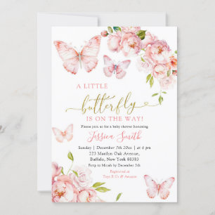 Invitación Elegante Mariposa Floral De Oro Rosa Está En Camin