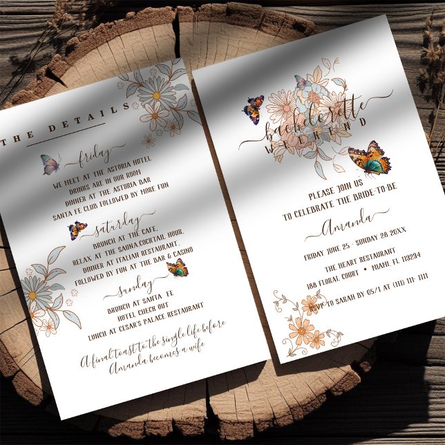 Invitación Elegante mariposa Groovy Art Bachelorette Weekend (Subido por el creador)