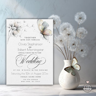 Invitación Elegante mariposa y pasteles de pelusa de dandelia