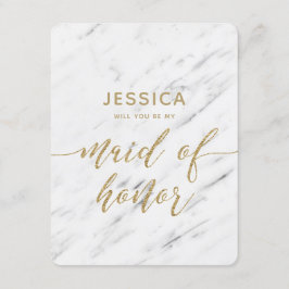 Invitación Elegante Mármol Blanco serás mi empleada de honor