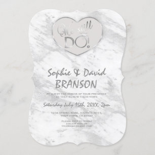 Invitación Elegante Mármol de Plata Nosotros todavía renovamo