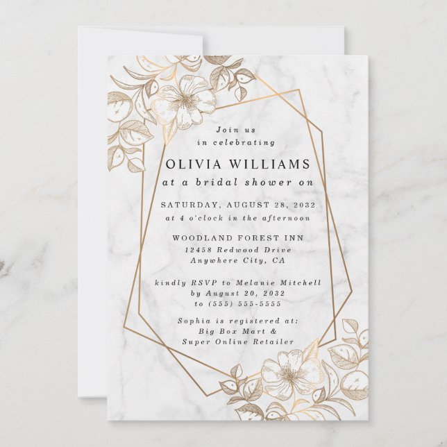 Invitación Elegante Mármol Minimalista Gris Blanco (Anverso)