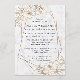 Invitación Elegante Mármol Minimalista Gris Blanco