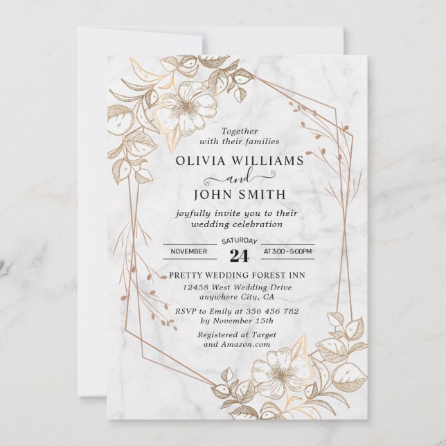 Invitación Elegante Mármol minimalista Gris blanco M002 (Anverso)