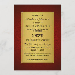Invitación Elegante Maroon Bridal Shower & Faux Gold Overlay