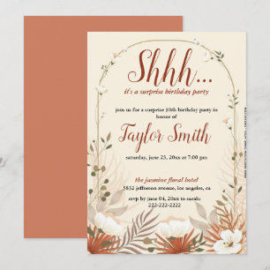 Invitación elegante marrón para fiesta sorpresa fl