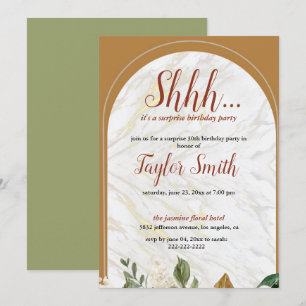 Invitación elegante marrón para fiesta sorpresa fl