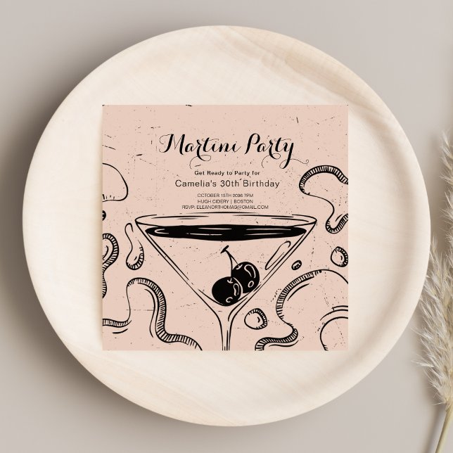 Invitación Elegante Martini Bebe Adulto Adulto Fiesta de Cump (Subido por el creador)