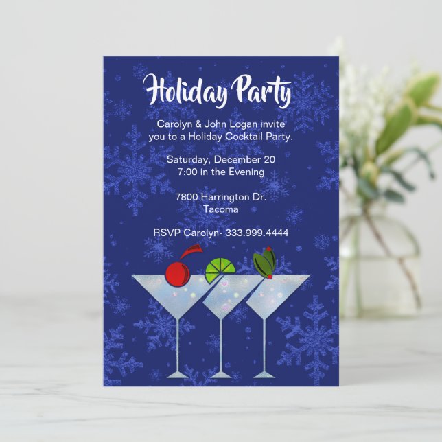 Invitación Elegante Martinis Holiday Cocktail Party Invitació