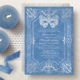 Invitación Elegante máscara azul de mascarada Quinceanera