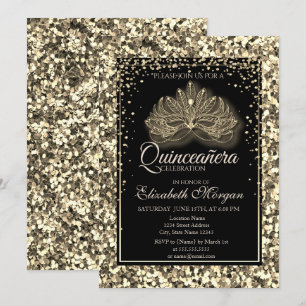 Invitación Elegante Máscara Moderna de Quinceañera con Lentej