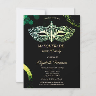 Invitación Elegante máscara negra de gala, dulce mascarada de