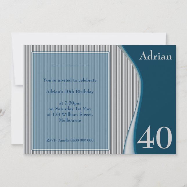 Invitación elegante masculina (Anverso)