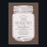 Invitación Elegante Mason Jar Rustic 90th Birthday Party<br><div class="desc">Elegante Mason Jar Rustic Invitaciones a la Fiesta de Cumpleaños 90. Presenta un creativo ilustracion de tarro de albañil con un moderno fondo marrón rayado. Si lo desea, puede cambiar fácilmente el color de fondo. Una tipografía de texto hermosa - puede editar y cambiar el color si lo desea. Ideal...</div>