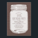 Invitación Elegante Mason Jar Rustic 90th Birthday Party<br><div class="desc">Elegante Mason Jar Rustic Invitaciones a la Fiesta de Cumpleaños 90. Presenta un creativo ilustracion de tarro de albañil con un moderno fondo marrón rayado. Si lo desea, puede cambiar fácilmente el color de fondo. Una tipografía de texto hermosa - puede editar y cambiar el color si lo desea. Ideal...</div>