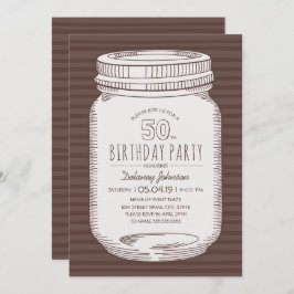 Invitación Elegante Mason Jar Rustic Fiesta de cumpleaños núm