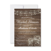 Elegante Mason Jar Rustic Wood Bridal Shower Card