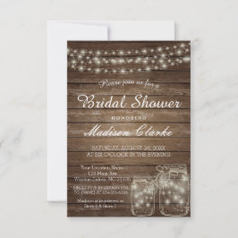 Invitación Elegante Mason Jar Rustic Wood Bridal Shower Card