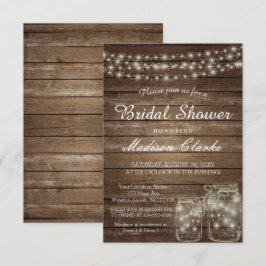 Invitación Elegante Mason Jar Rustic Wood Bridal Shower Card