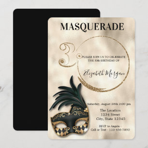 Invitación Elegante Masquerade Gold 30 cumpleaños