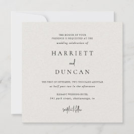 Invitación Elegante matrimonio beige neutral y eterno