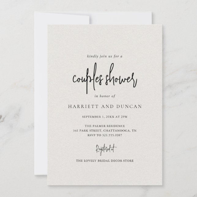 Invitación Elegante matrimonio beige neutral y eterno (Anverso)